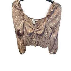 Kirious Los Angeles Pink Satin Baby Doll Crop Top Regency Glam Girlie Size Large